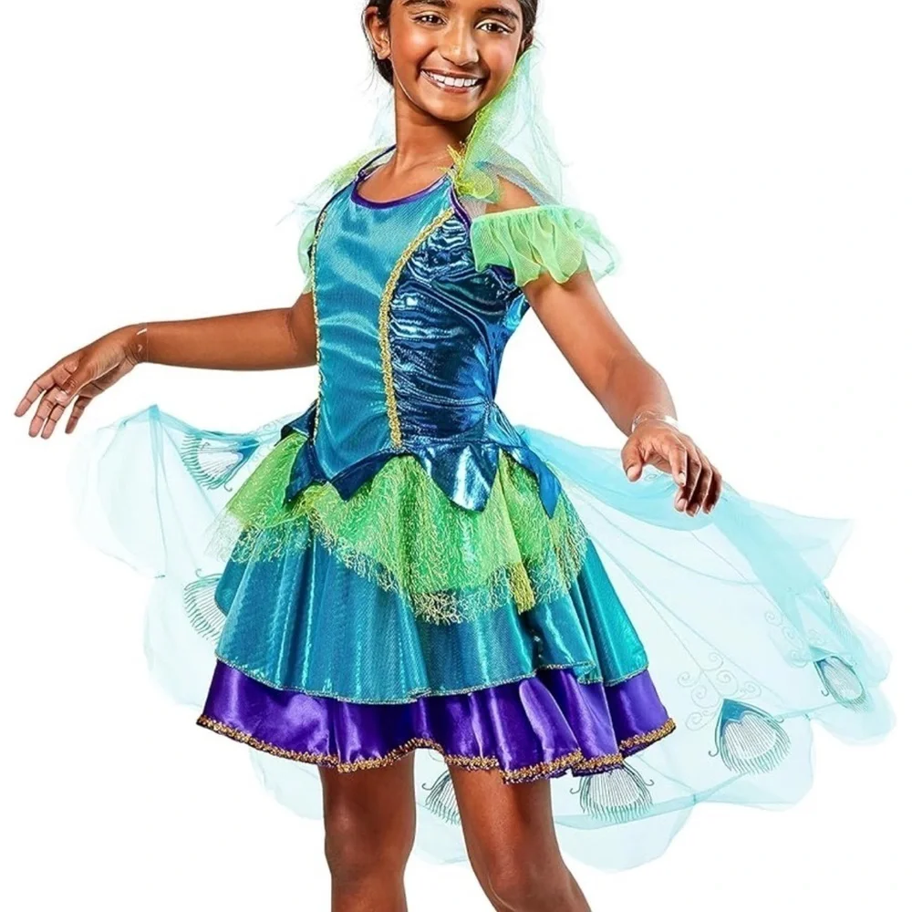 Enchanting Fairy Costume for Kids - Blue and Green Girl's Peacock Costume Dress